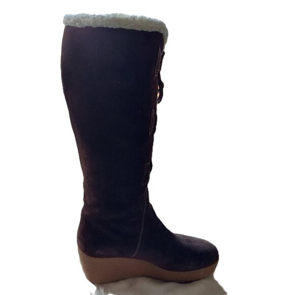 Michael Michael Kors Beaverton Lace Up Shearling Wedge Boots, Size 8.5 - Picture 3 of 7